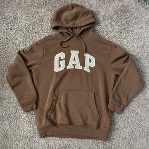 Brown and Cream GAP Logo Hoodie